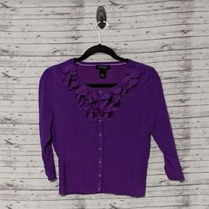 🦋 White House Black Market Purple Cardigan SZ: S